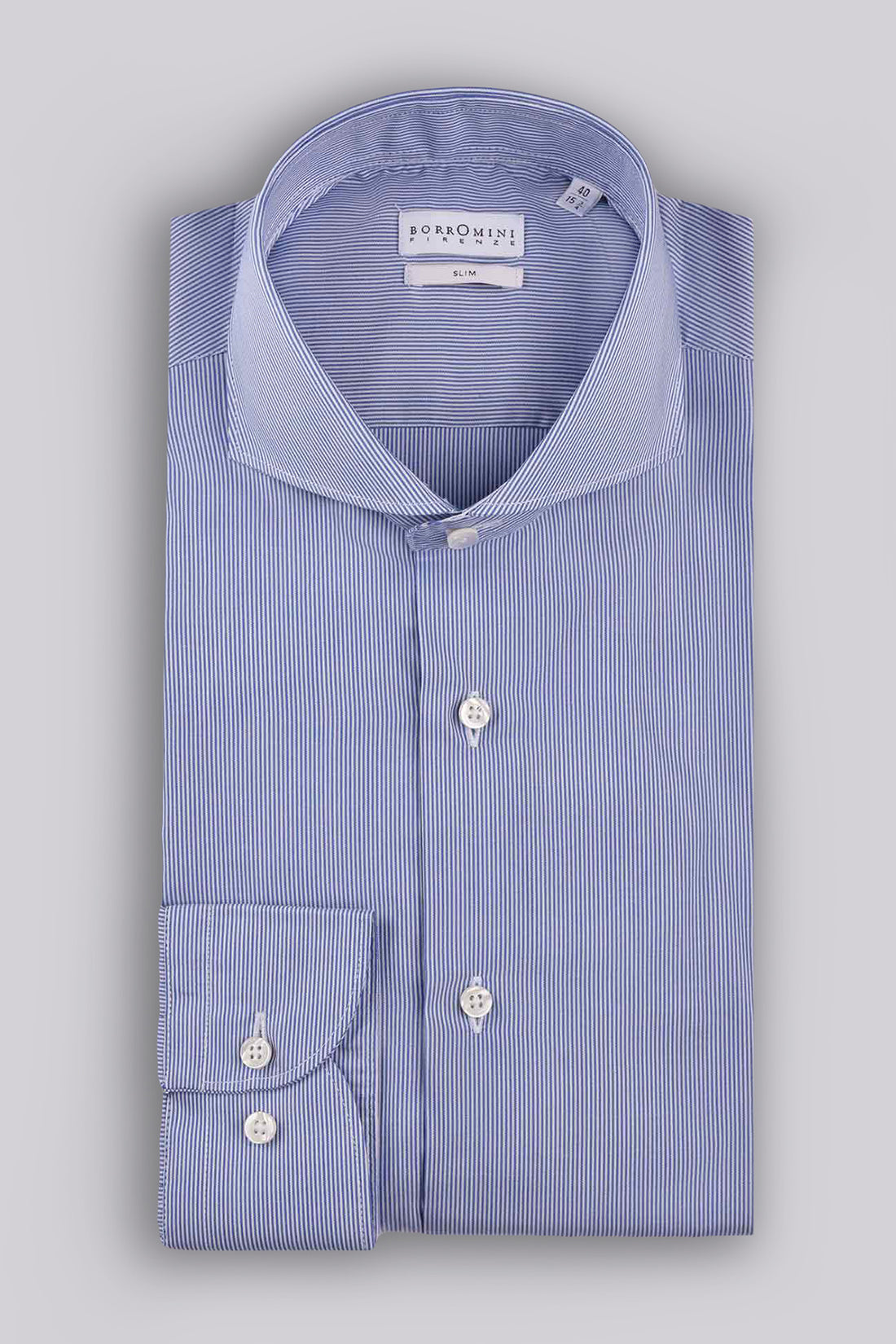 Camicia collo francese a righe - Blu