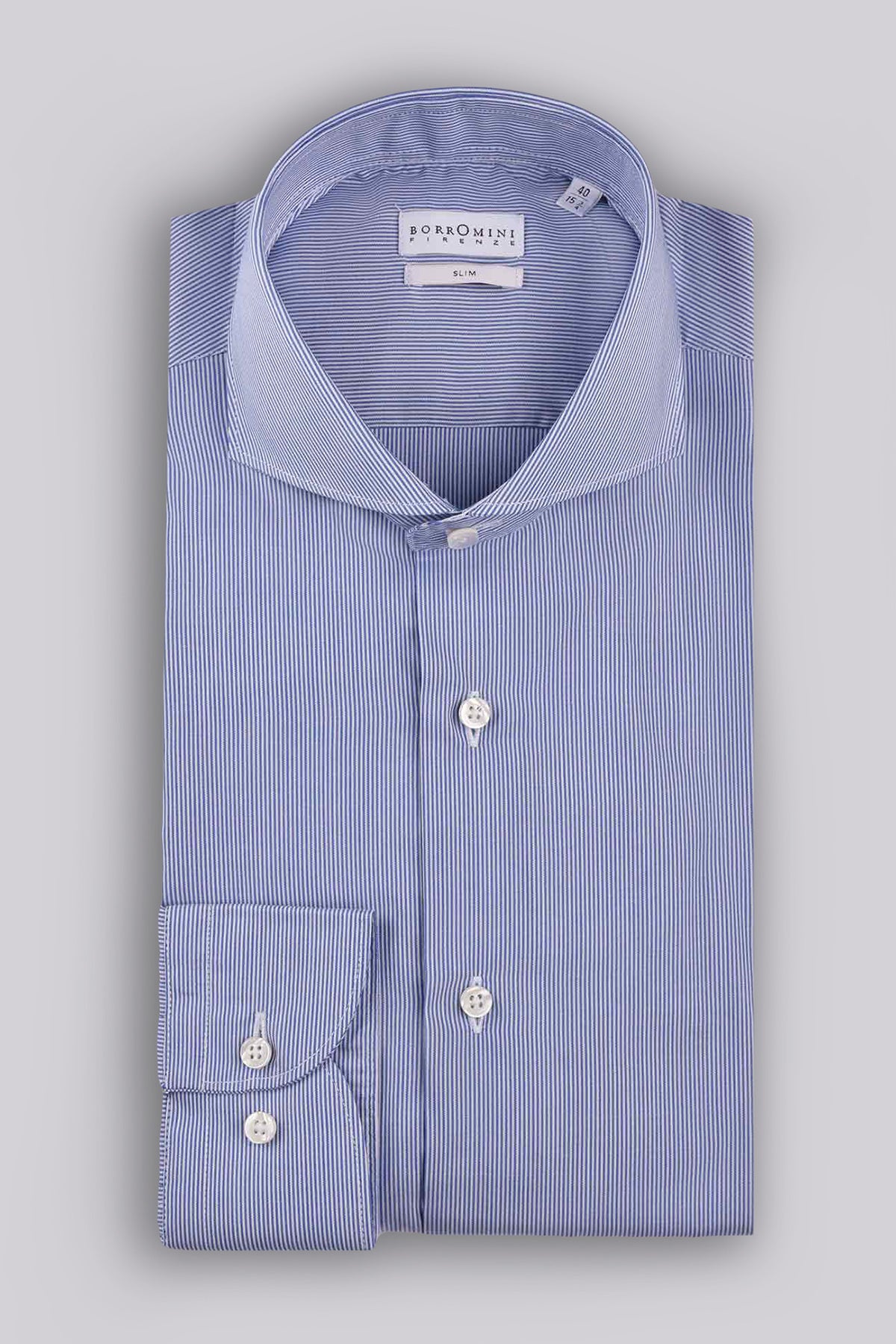 Camicia collo francese a righe - Blu