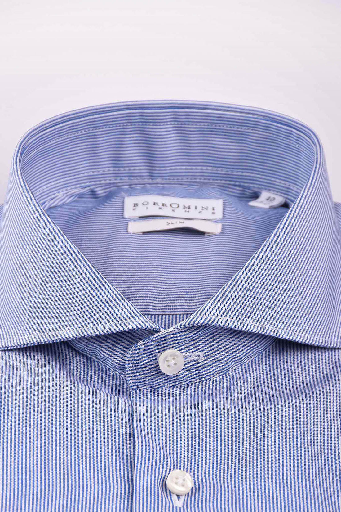 Camicia collo francese a righe - Blu
