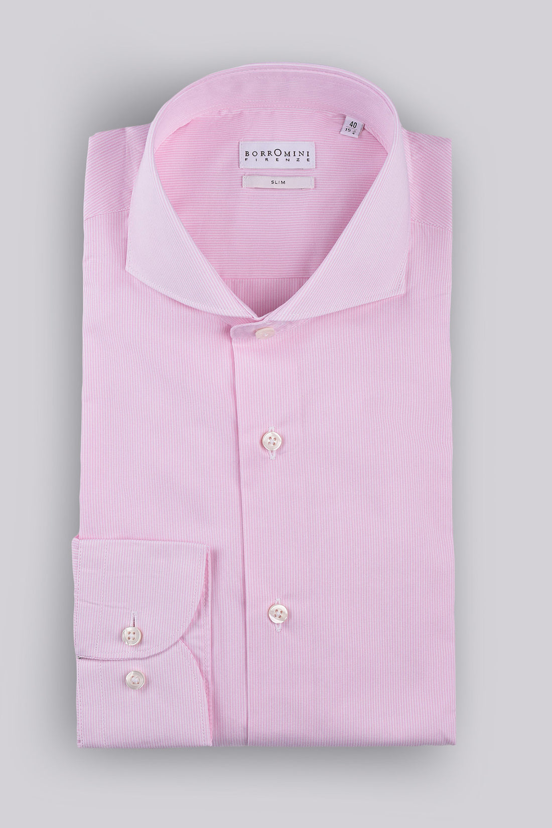 Camicia collo francese a righe - Rosa