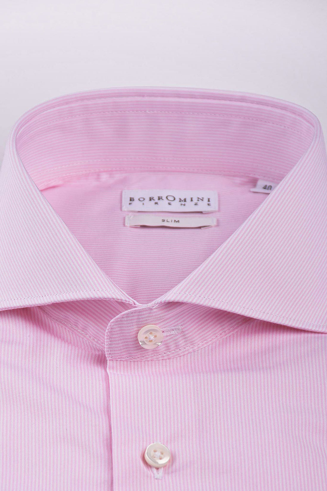Camicia collo francese a righe - Rosa