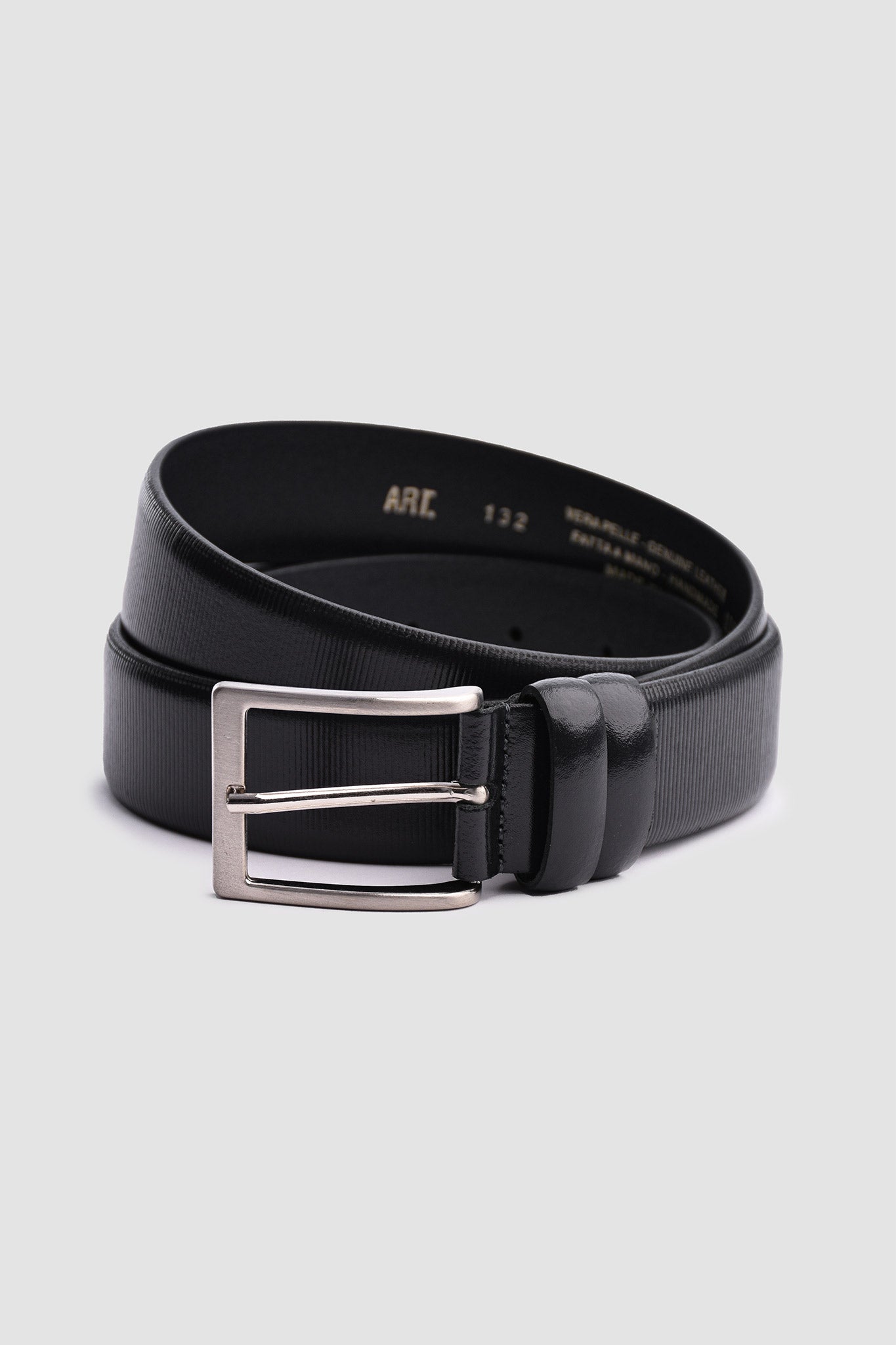 Cintura in pelle rigata blu