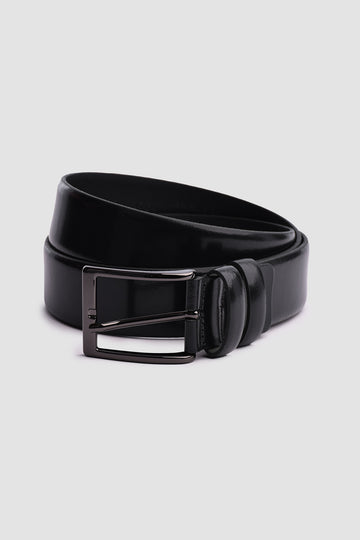 Cintura in pelle verniciata liscia blu