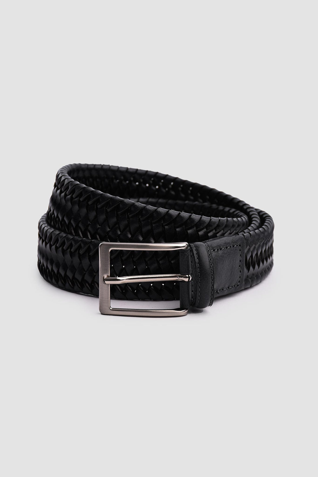 Cintura intrecciata ed elasticizzata in cuoio blu