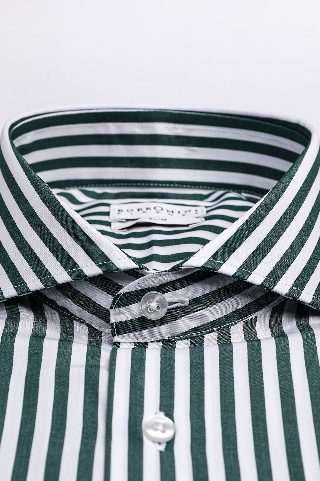 Camicia a righe verticali verde 100% cotone