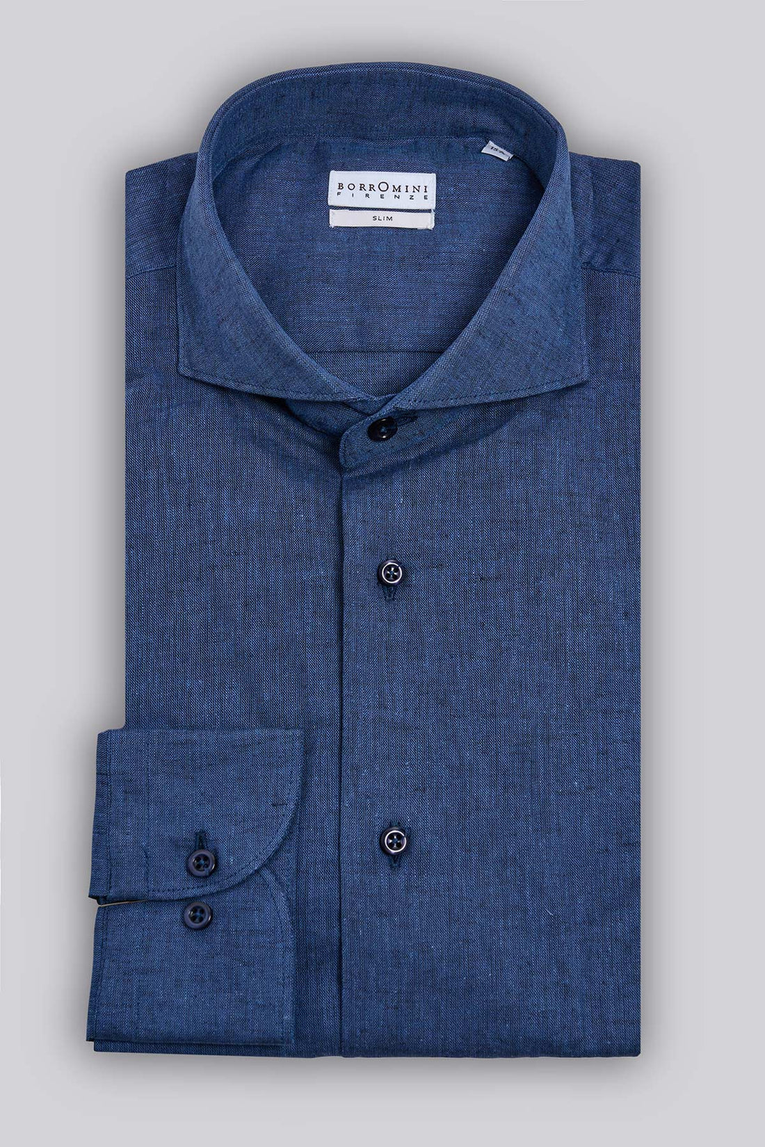 Camicia da uomo in lino Modello Francia ORI200 blu-B025