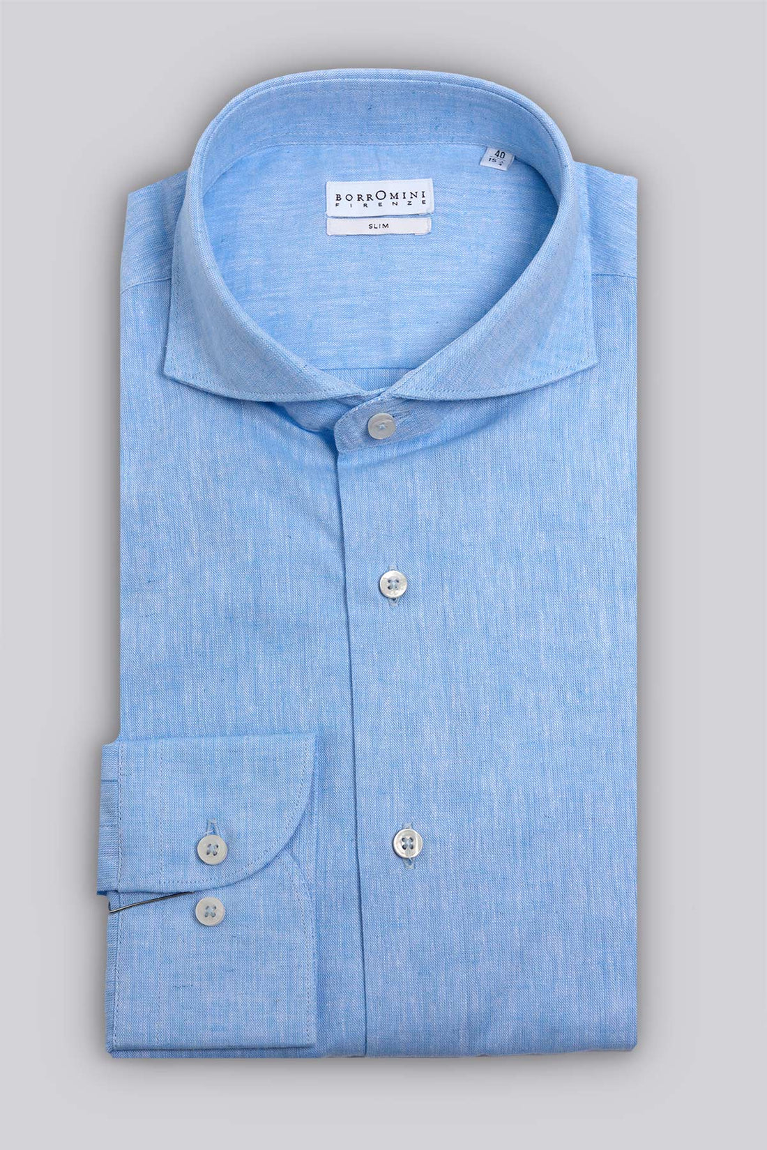 Camicia da uomo in lino Modello Francia ORI200 celeste-B002