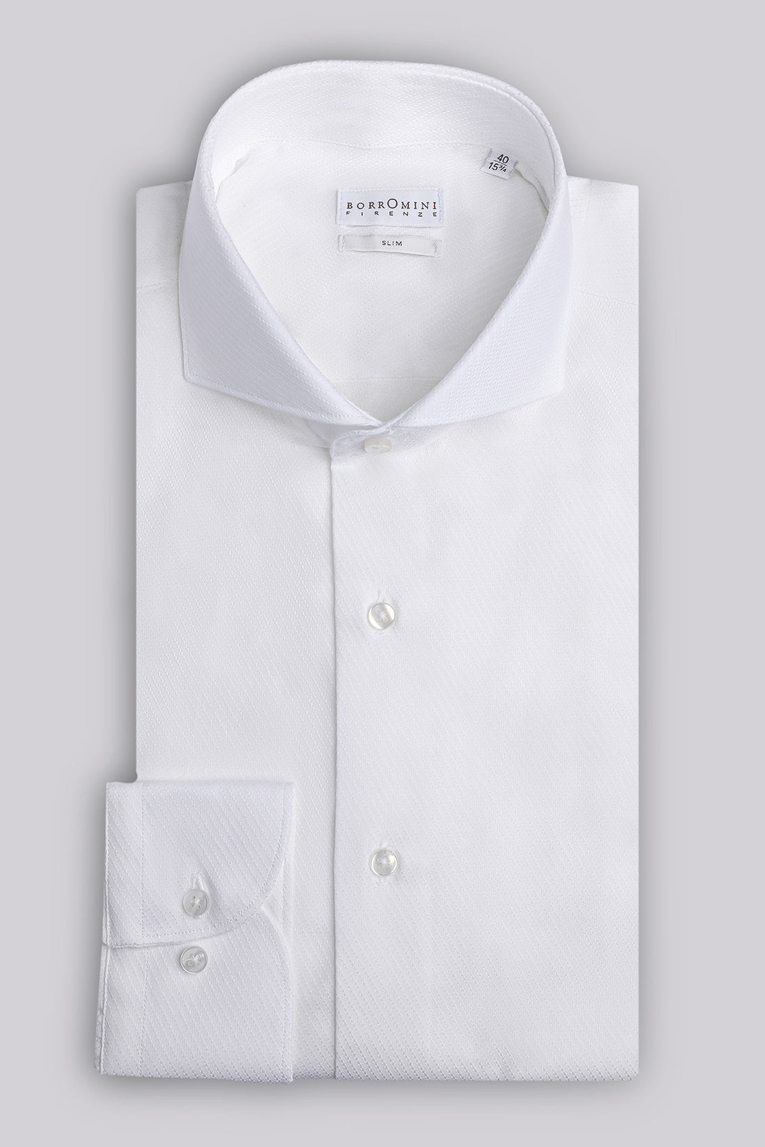 Camicia collo francese con trama diagonale