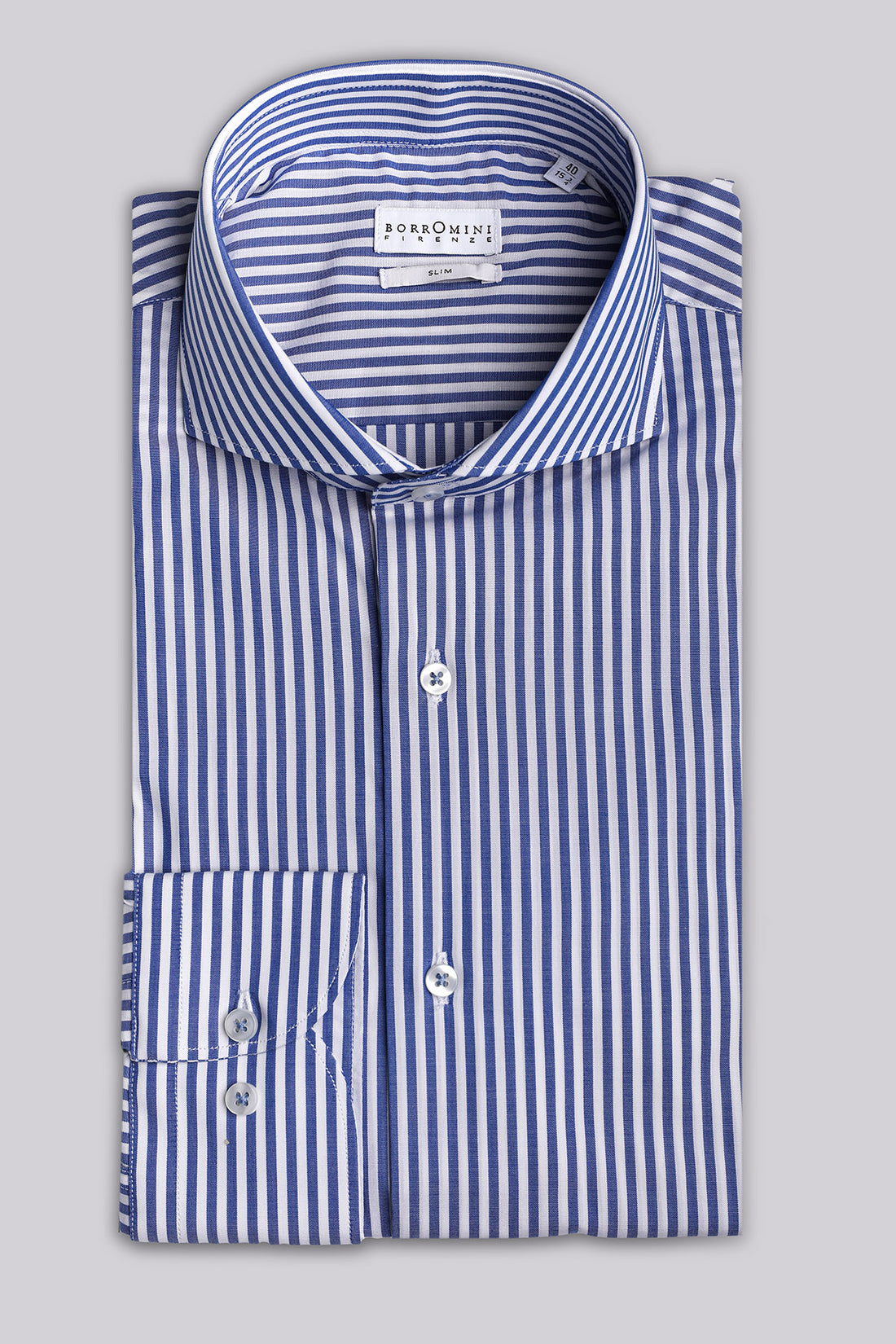 Camicia a righe verticali collo francese