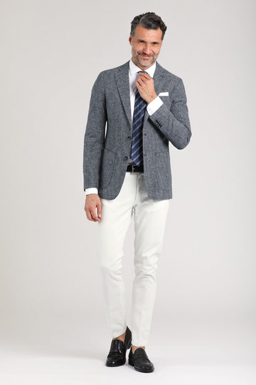 Giacca da uomo con pantalone bianco e mocassino - Borromini Firenze P/E 2025