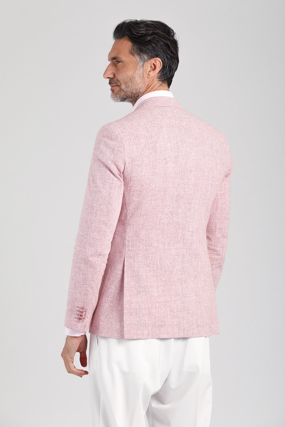 Giacca da uomo rosa in lino e cotone