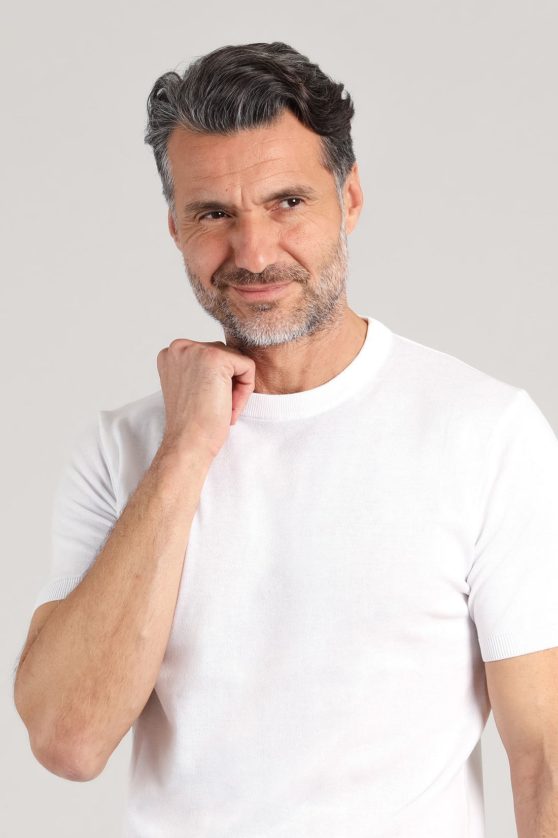 Maglia girocollo a manica corta colore bianco