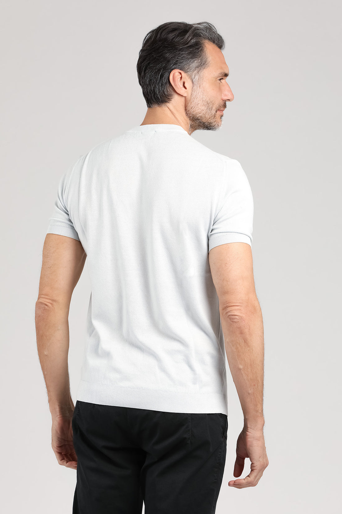 Maglia girocollo a manica corta color marmo