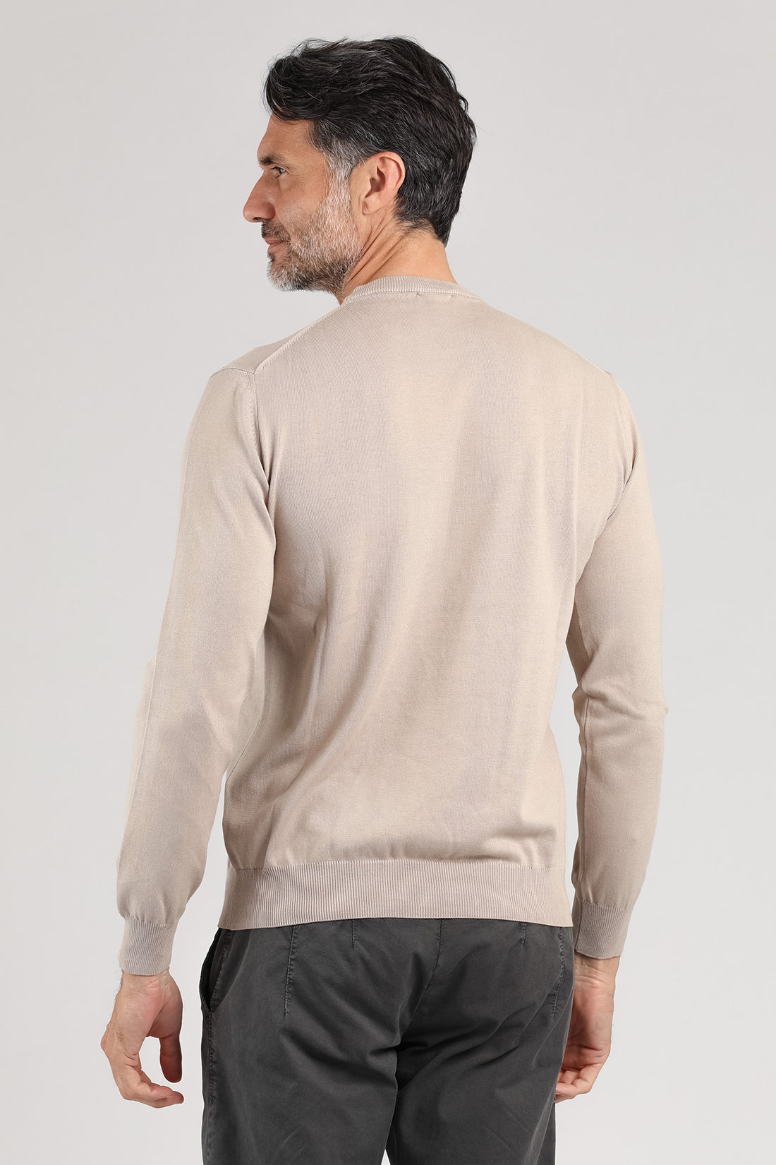 Maglia girocollo a manica lunga color corda