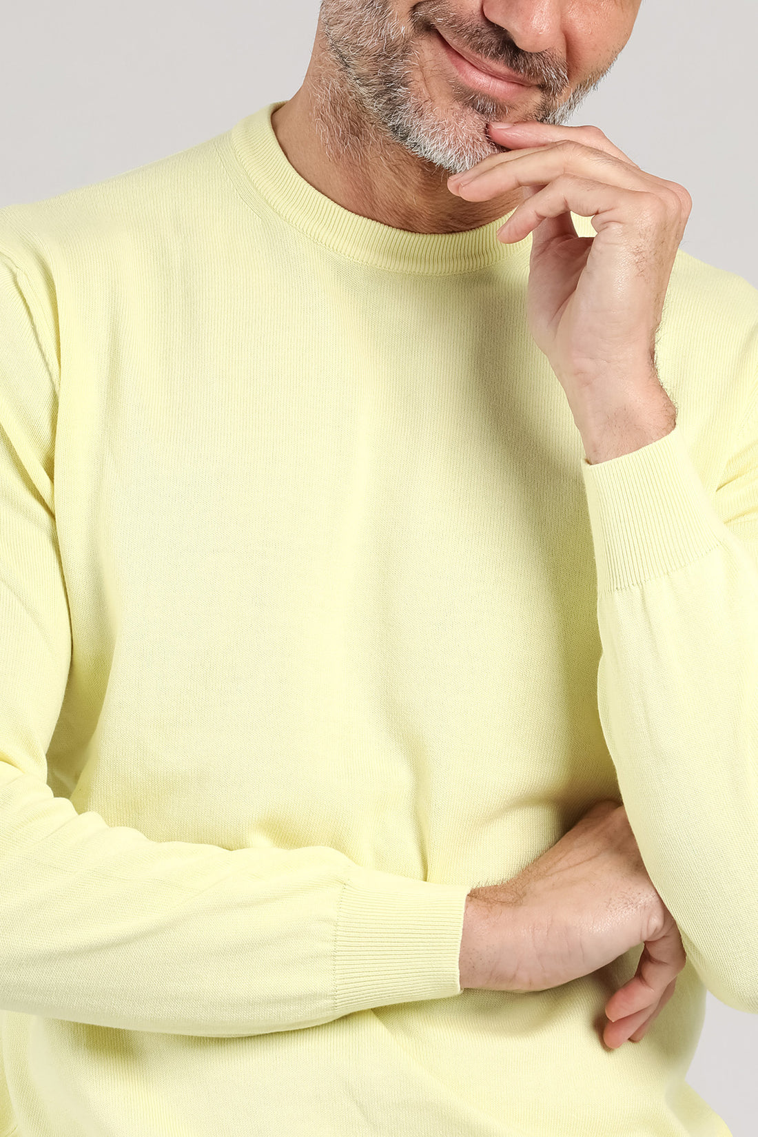 Maglia girocollo a manica lunga color limone
