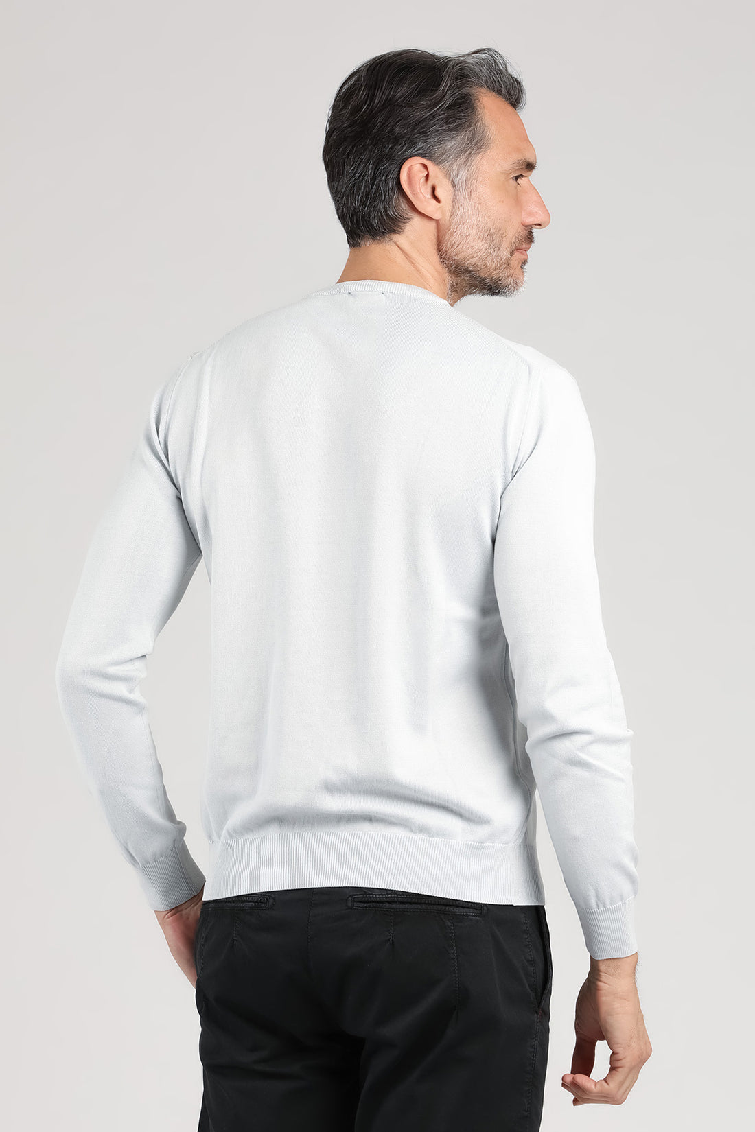 Maglia girocollo a manica lunga color marmo