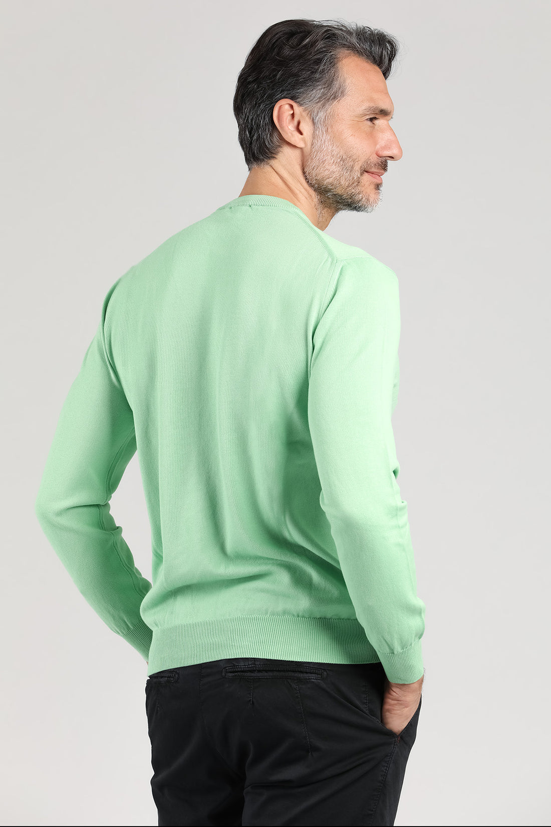 Maglia girocollo a manica lunga color mela