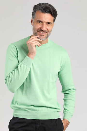 Maglia girocollo a manica lunga color mela