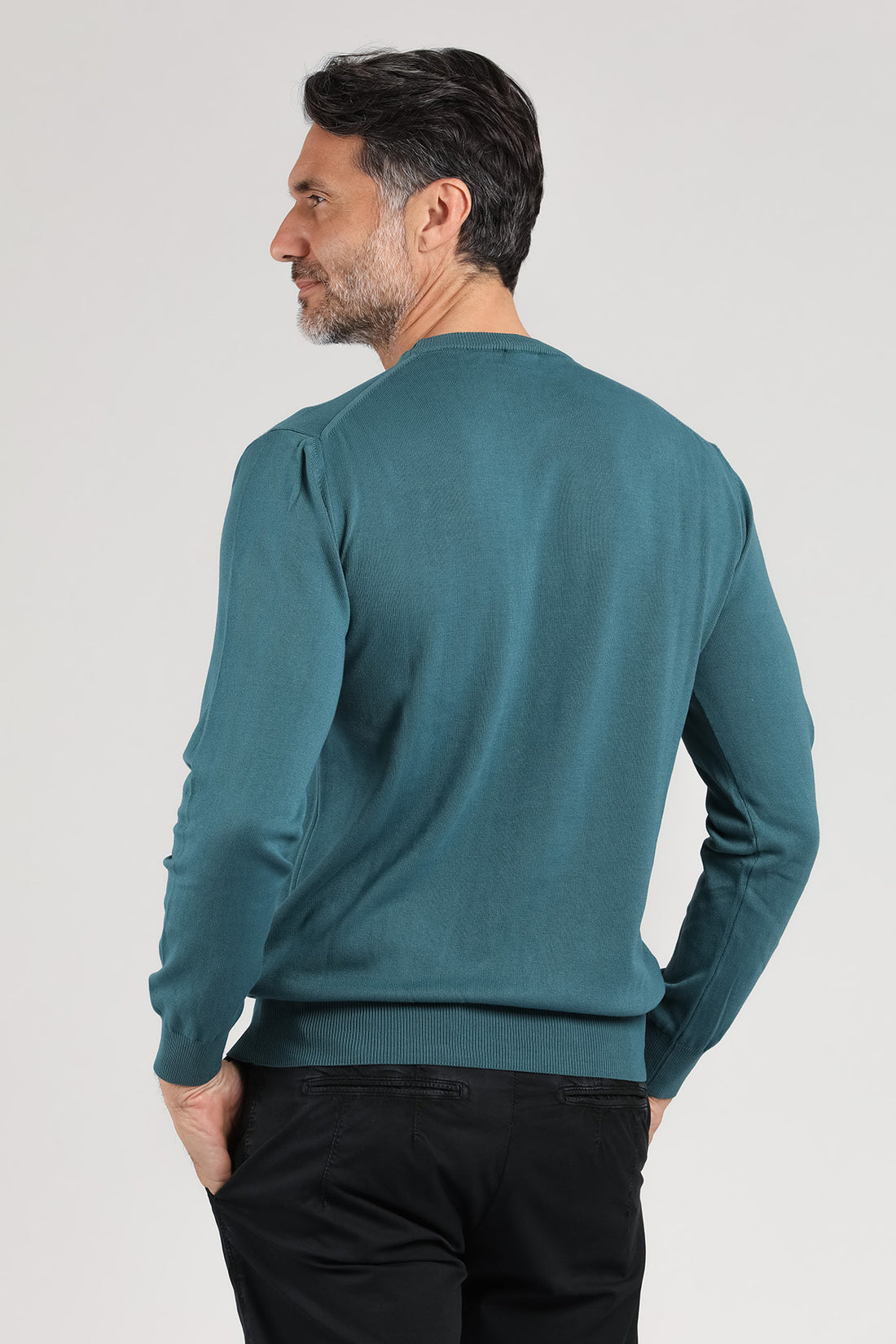 Maglia girocollo a manica lunga color petrolio