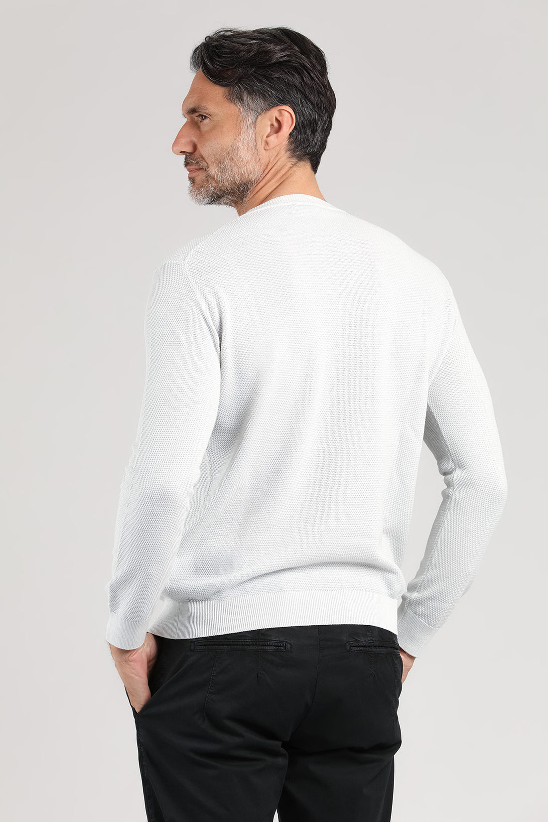 Maglia girocollo a manica lunga color marmo