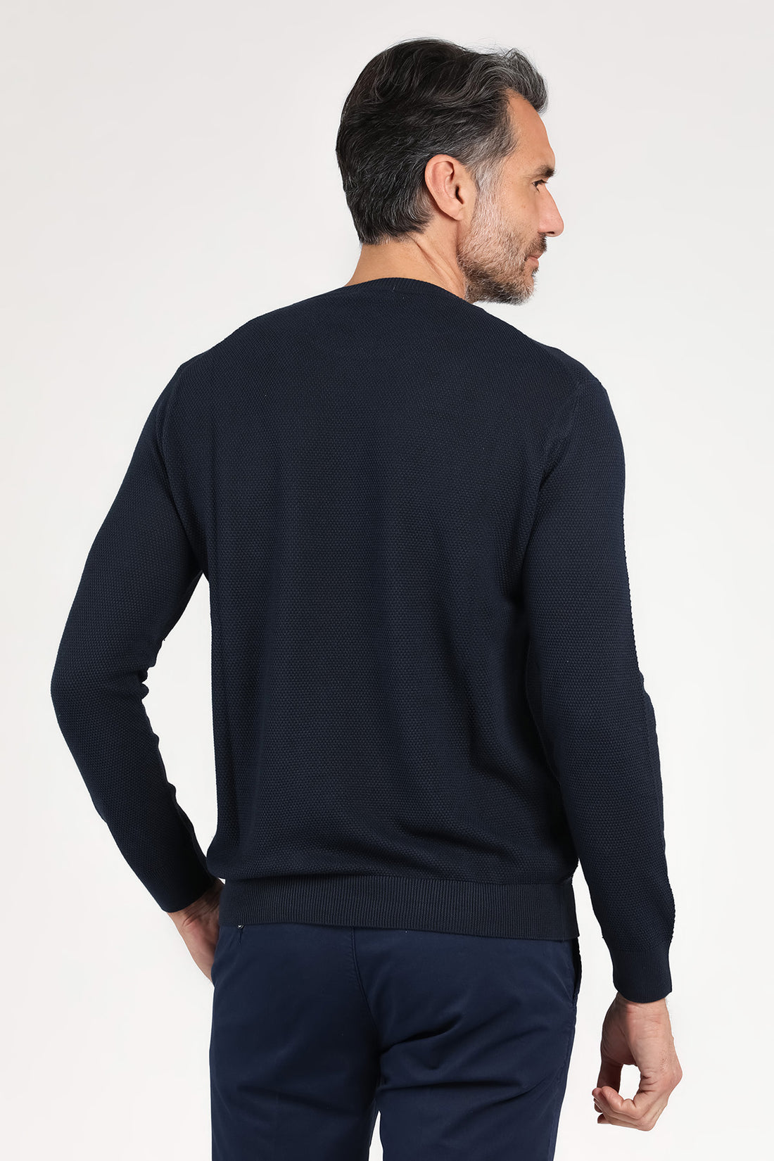 Maglia girocollo a manica lunga blu navy