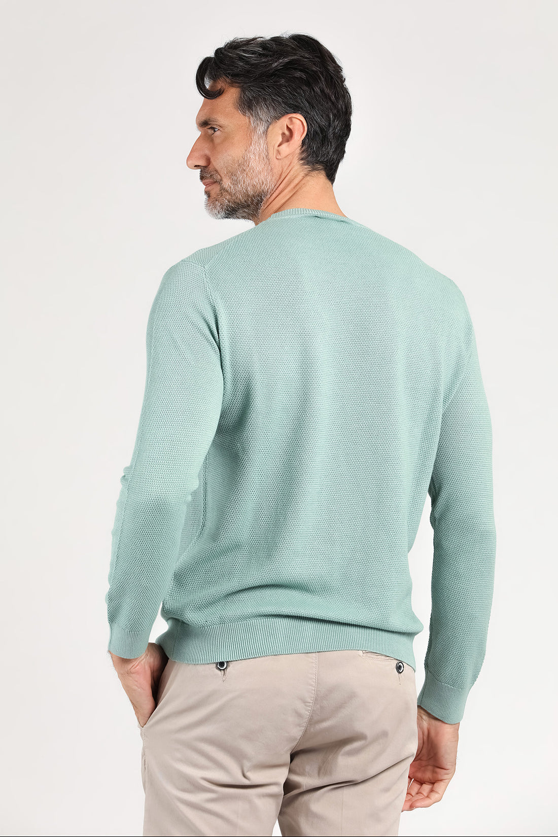 Maglia girocollo a manica lunga color salvia