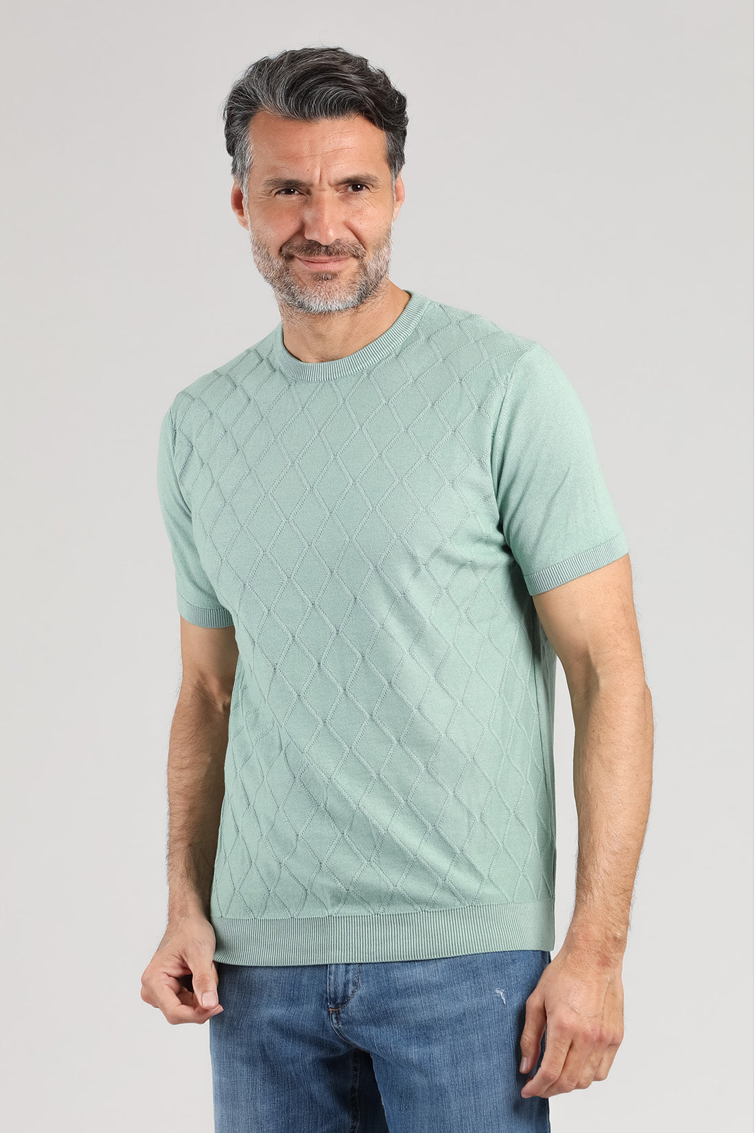 Maglia girocollo a manica corta colo salvia