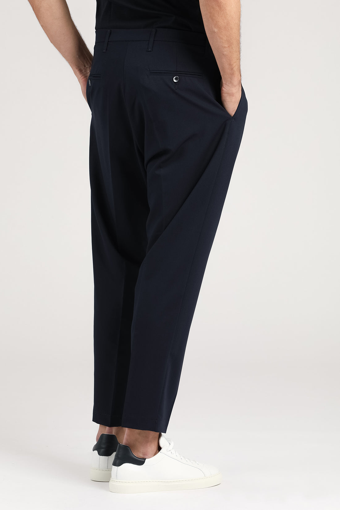 Pantalone doppia pince blu navy