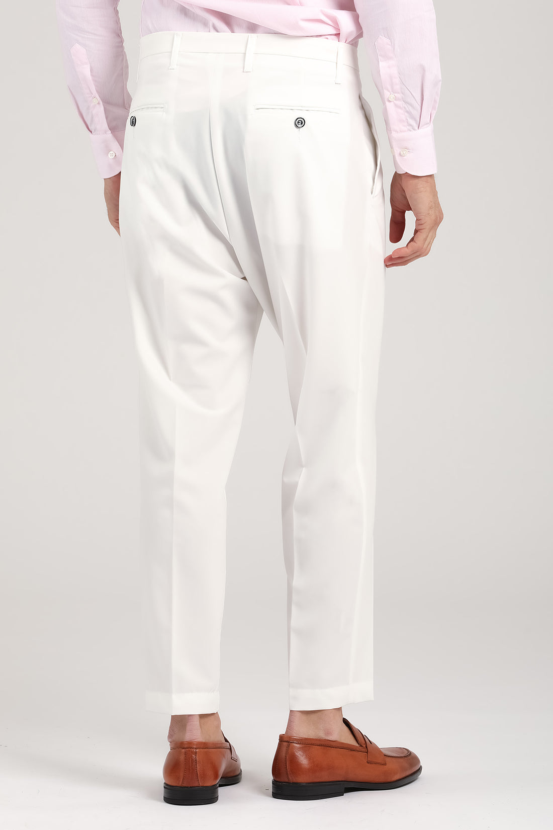 Pantalone doppia pince bianco