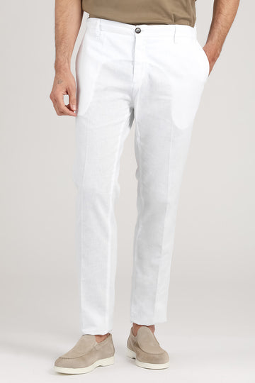 Pantalone di lino bianco da uomo