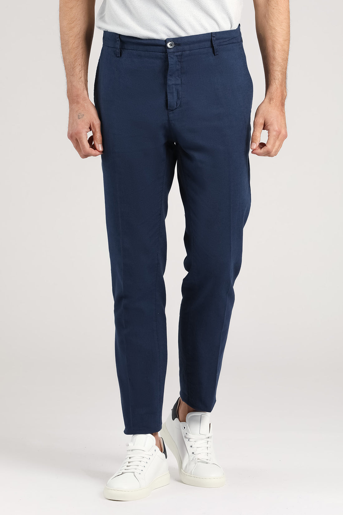 Pantalone di lino da uomo blu