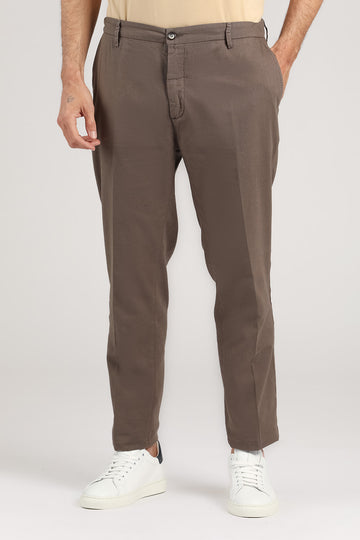 Pantalone di lino color fango da uomo