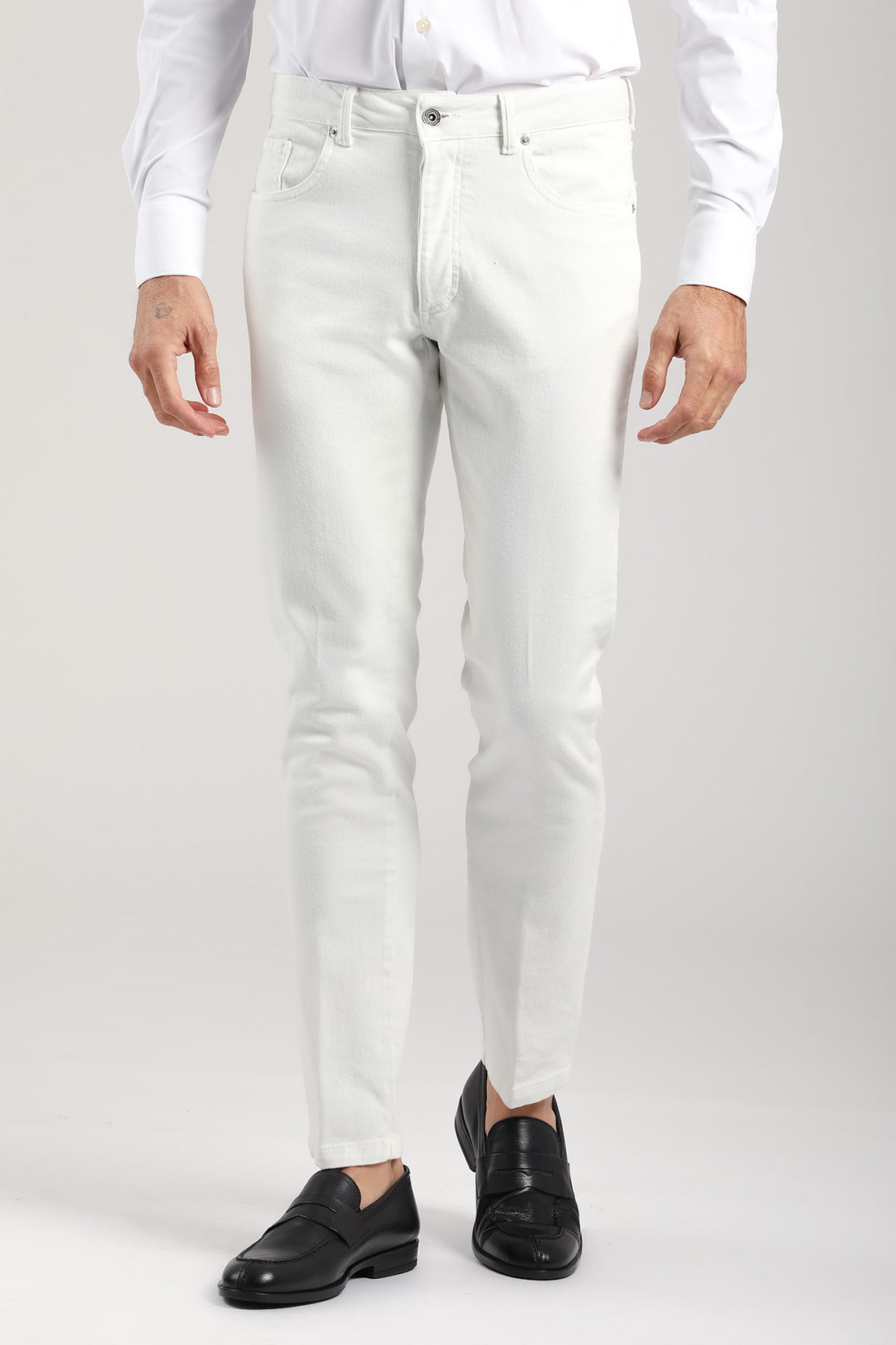 Pantalone 5 tasche panna