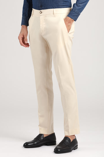 Cargo trousers with elastic and pockets - Cream