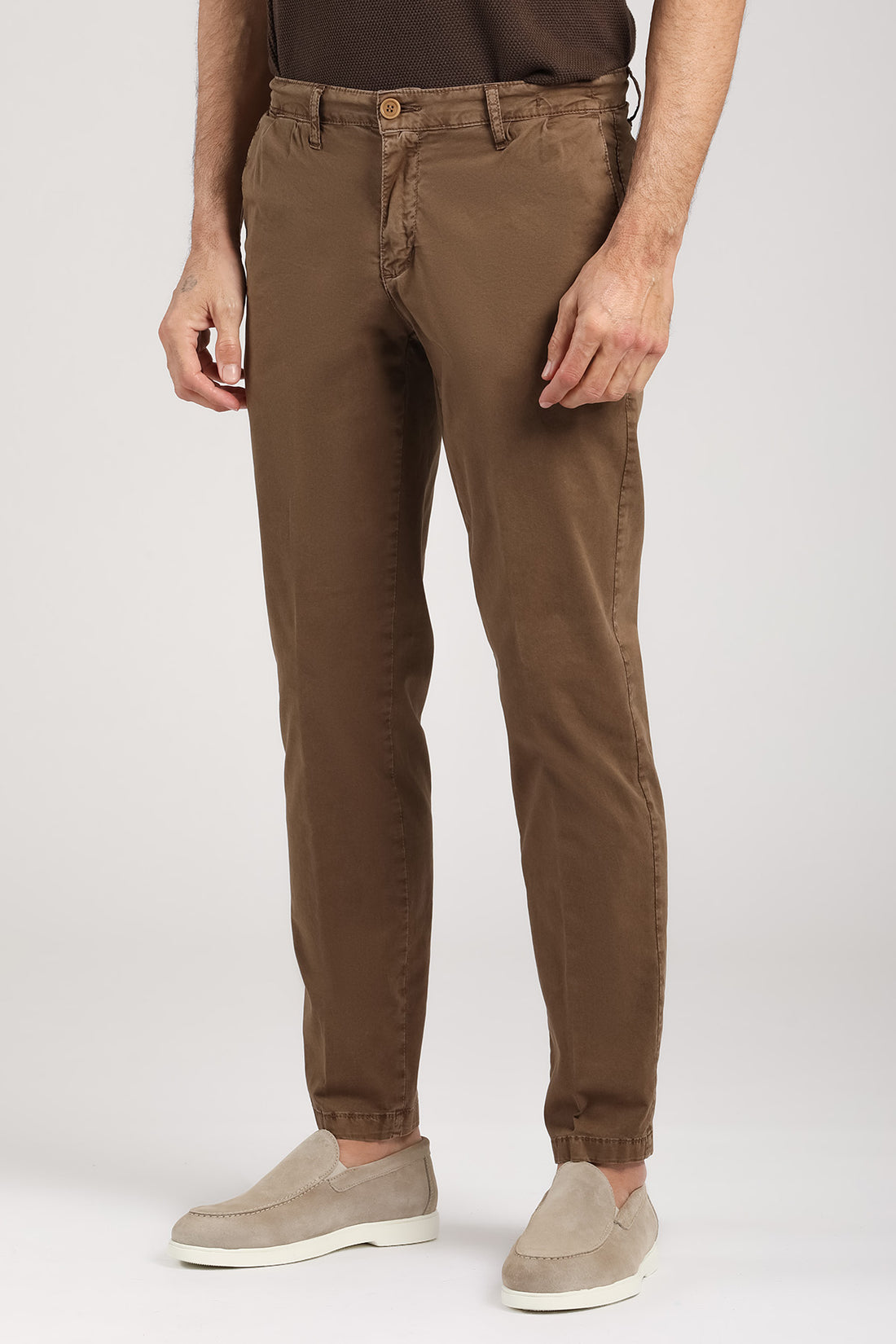 Pantalone chinos tasca a filo slavato - Cacao