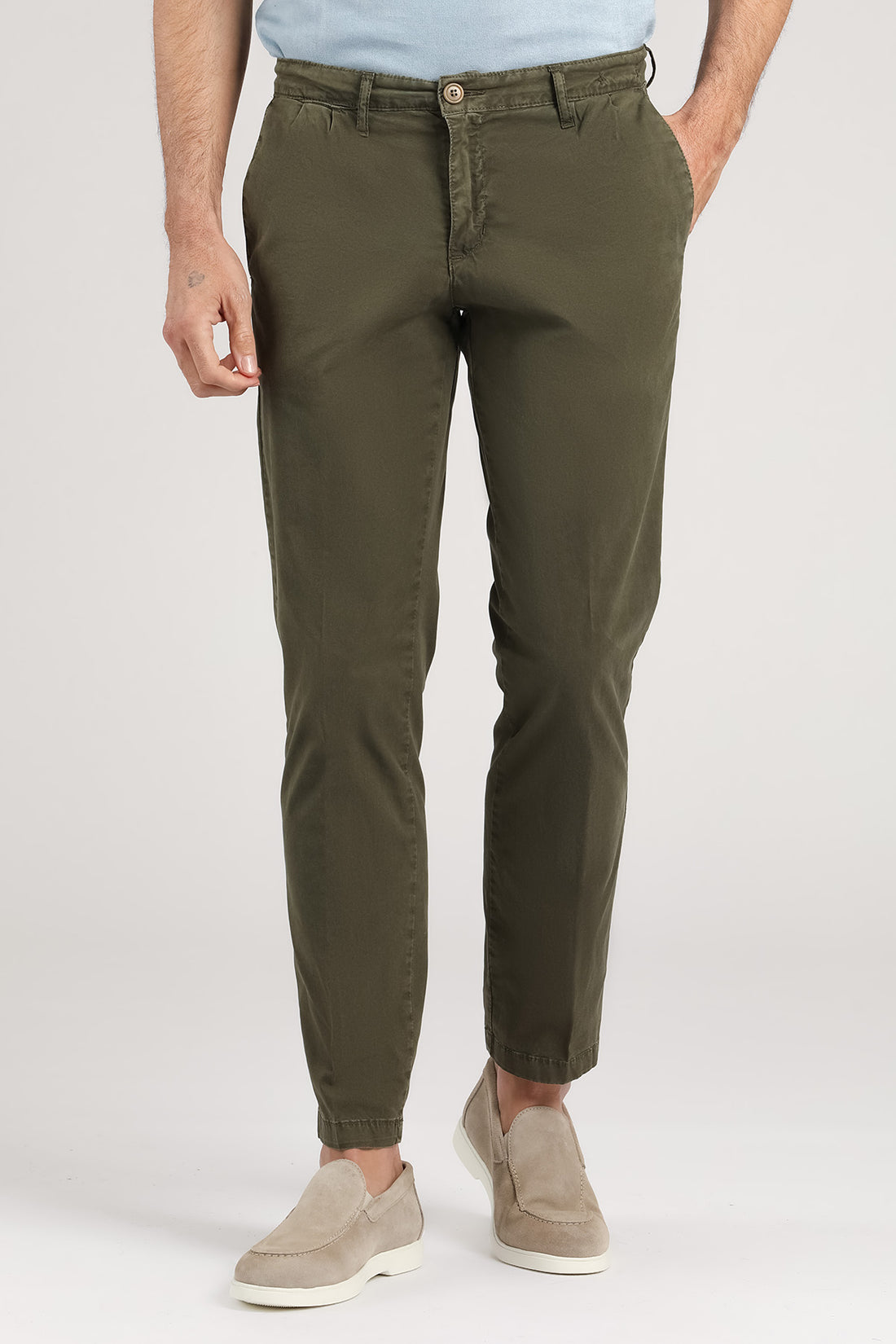 Pantalone chinos tasca a filo slavato - Militare