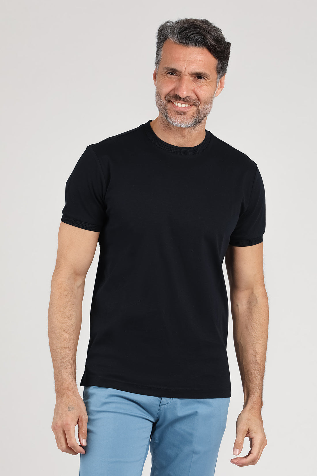 Maglia girocollo a manica corta blu navy