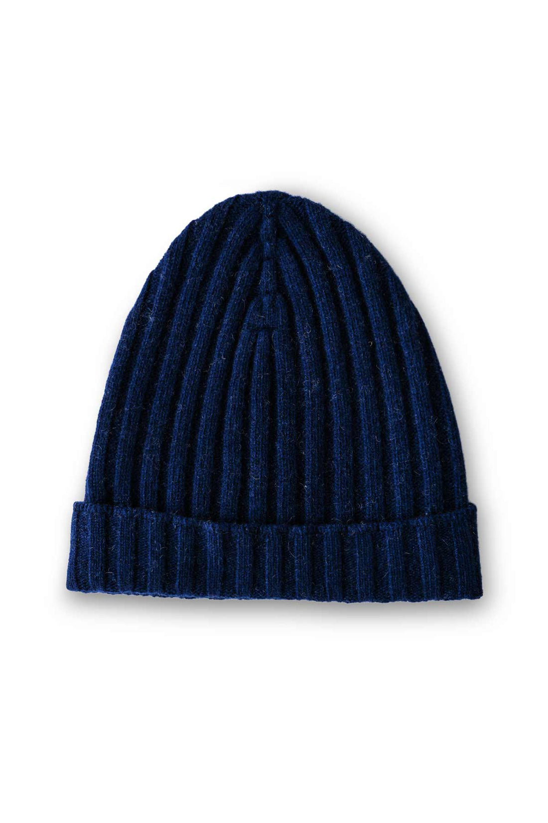 Cappello misto cashmere a costine blu navy