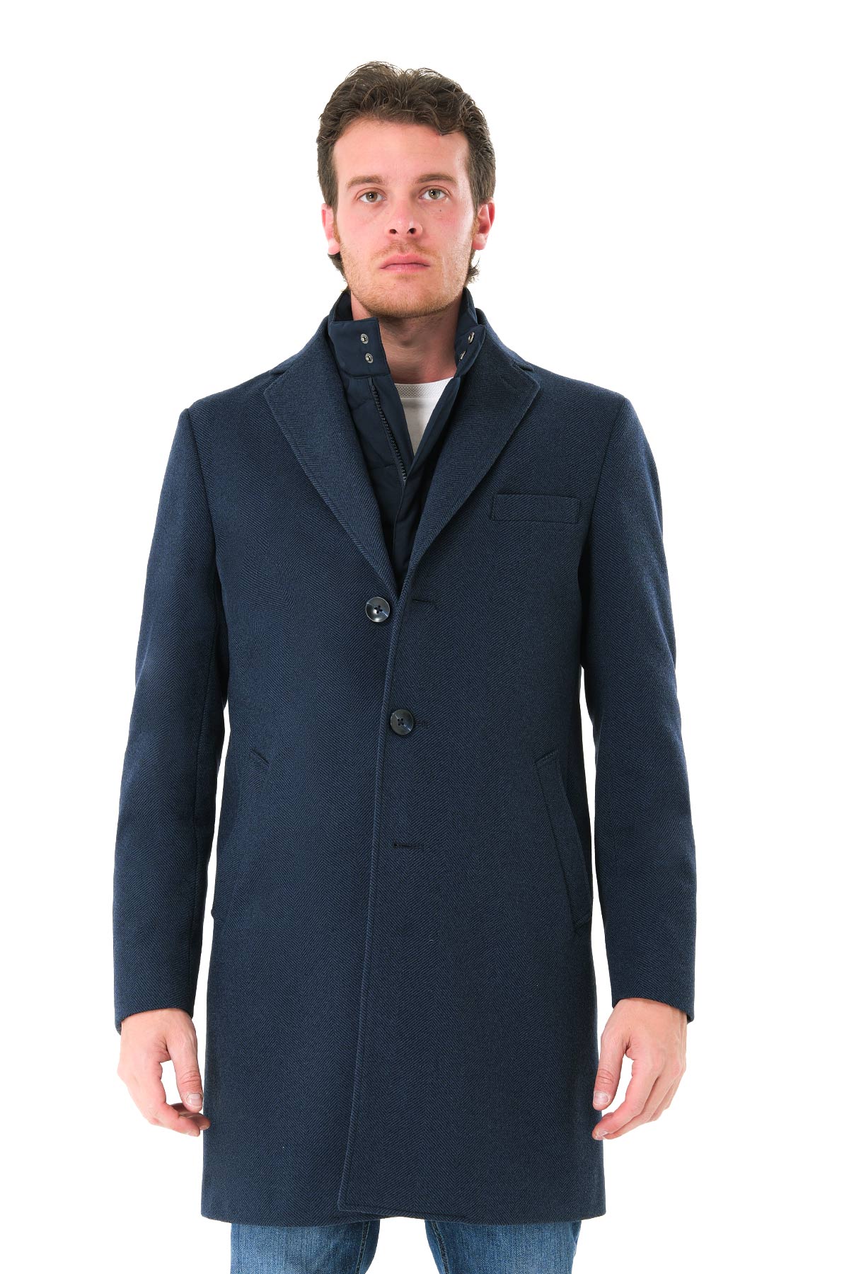 Coat with detachable bib
