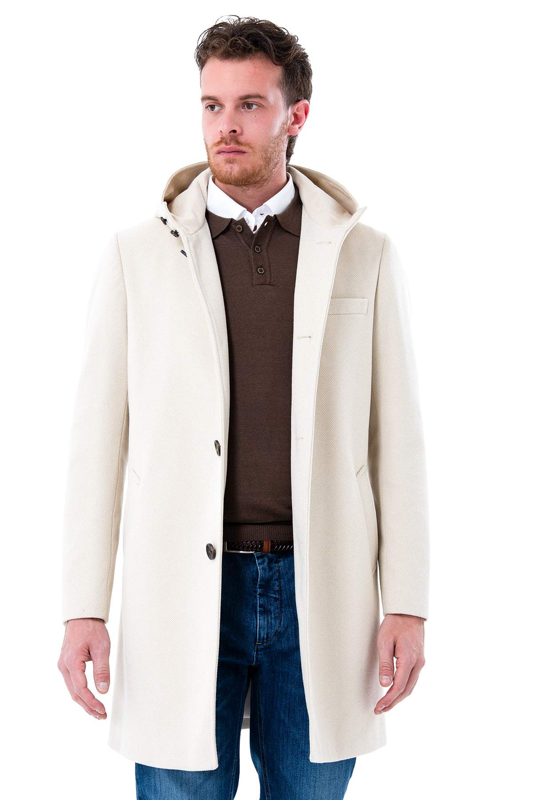 Herringbone coat with hood