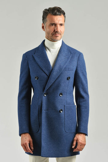 Double-breasted jersey coat