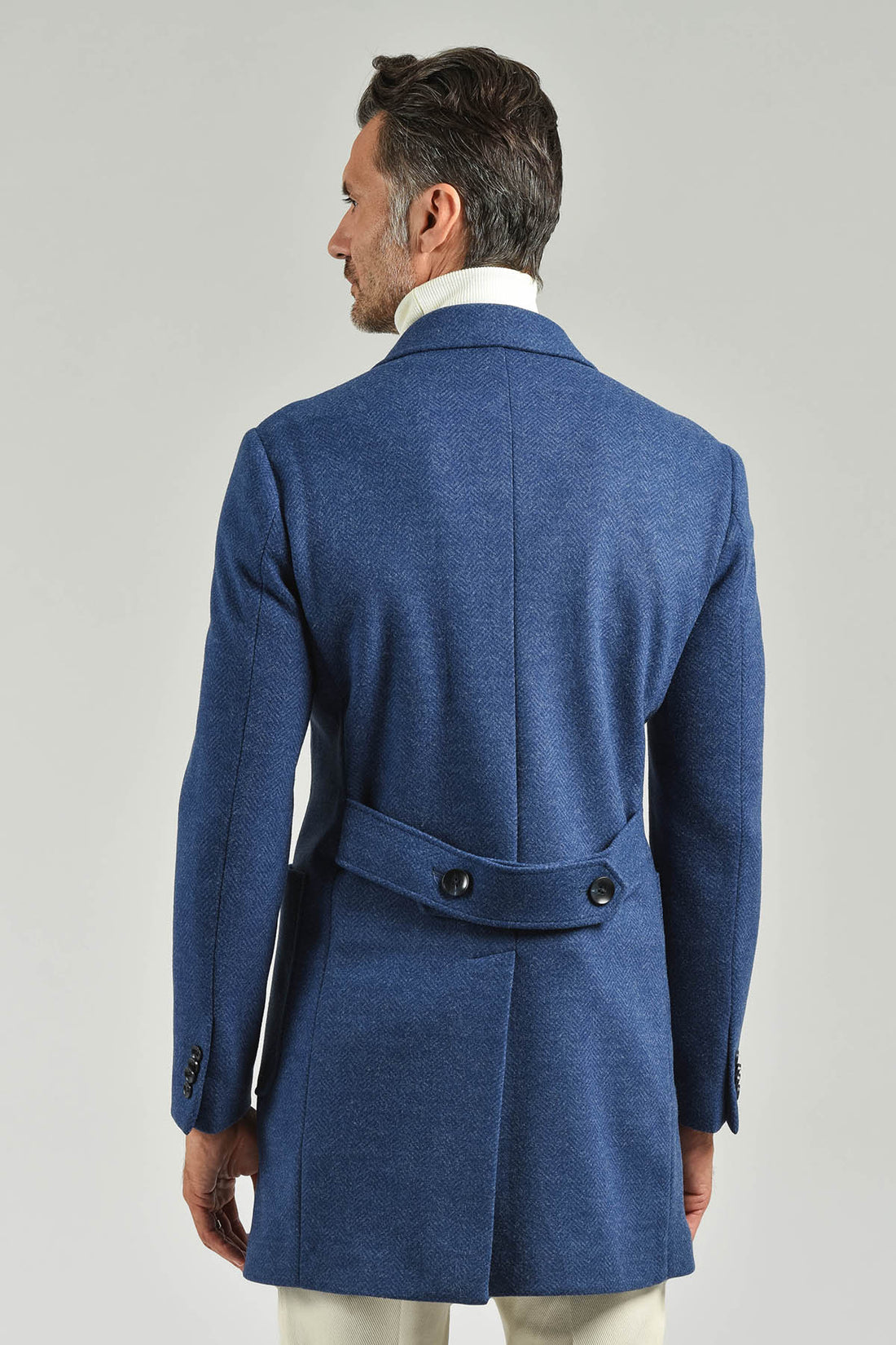 Double-breasted jersey coat