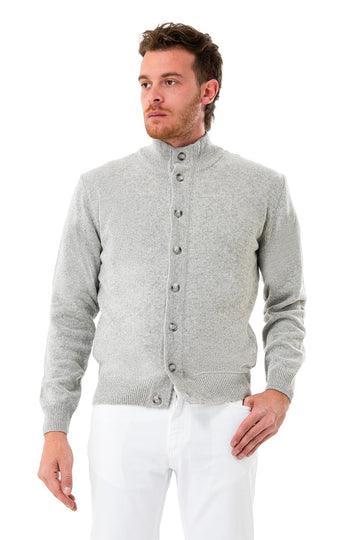 Cardigan in lana con collo alto e bottoni