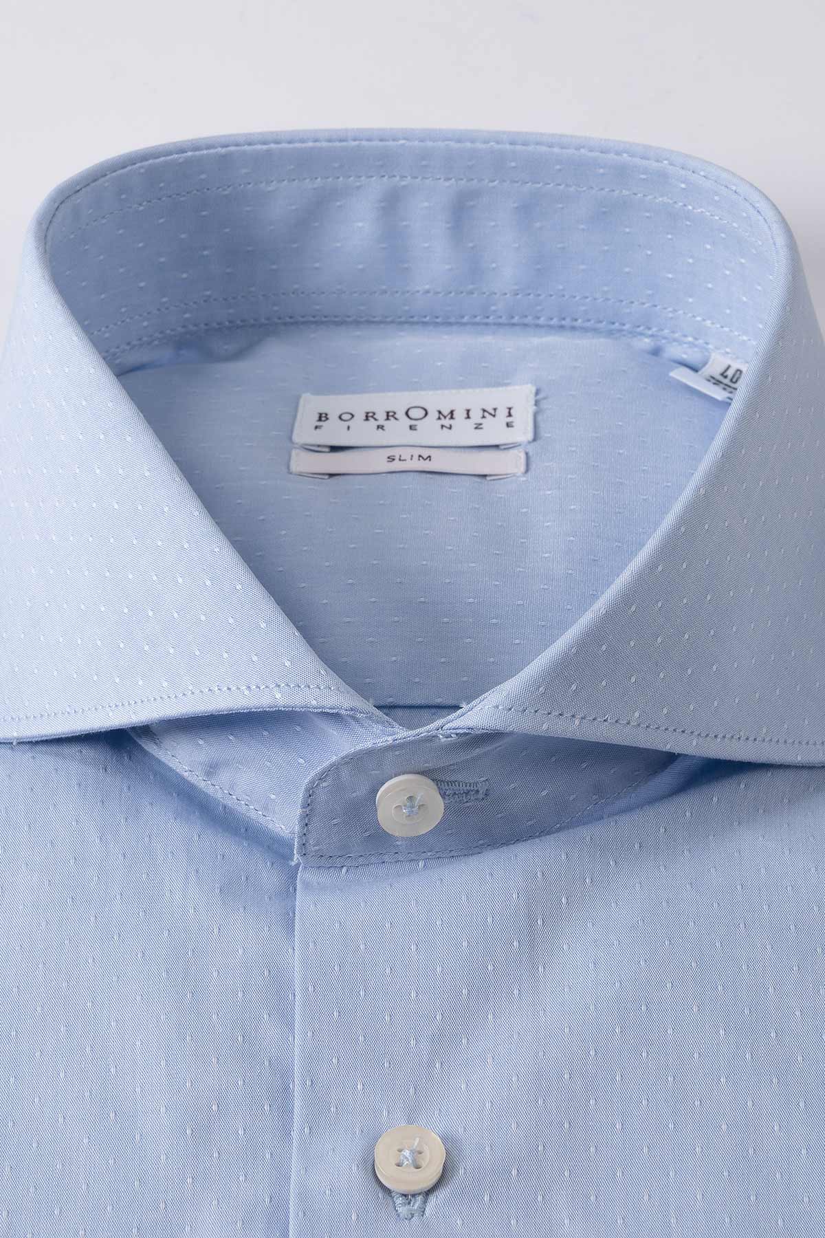 Dettaglio Camicia celeste 100% cotone - Collo francese