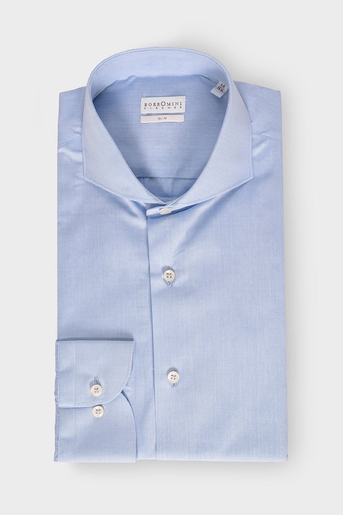 Camicia celeste 100% cotone - Collo francese