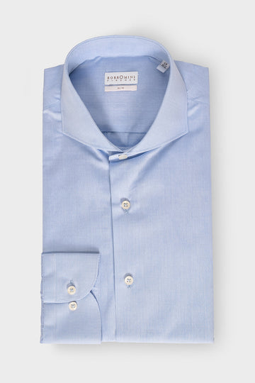 Camicia celeste 100% cotone - Collo francese