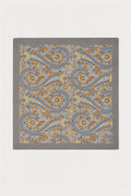 Beige silk men's scarf with a paisley pattern, top view