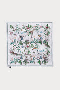 White silk men's scarf with floral print, front view
