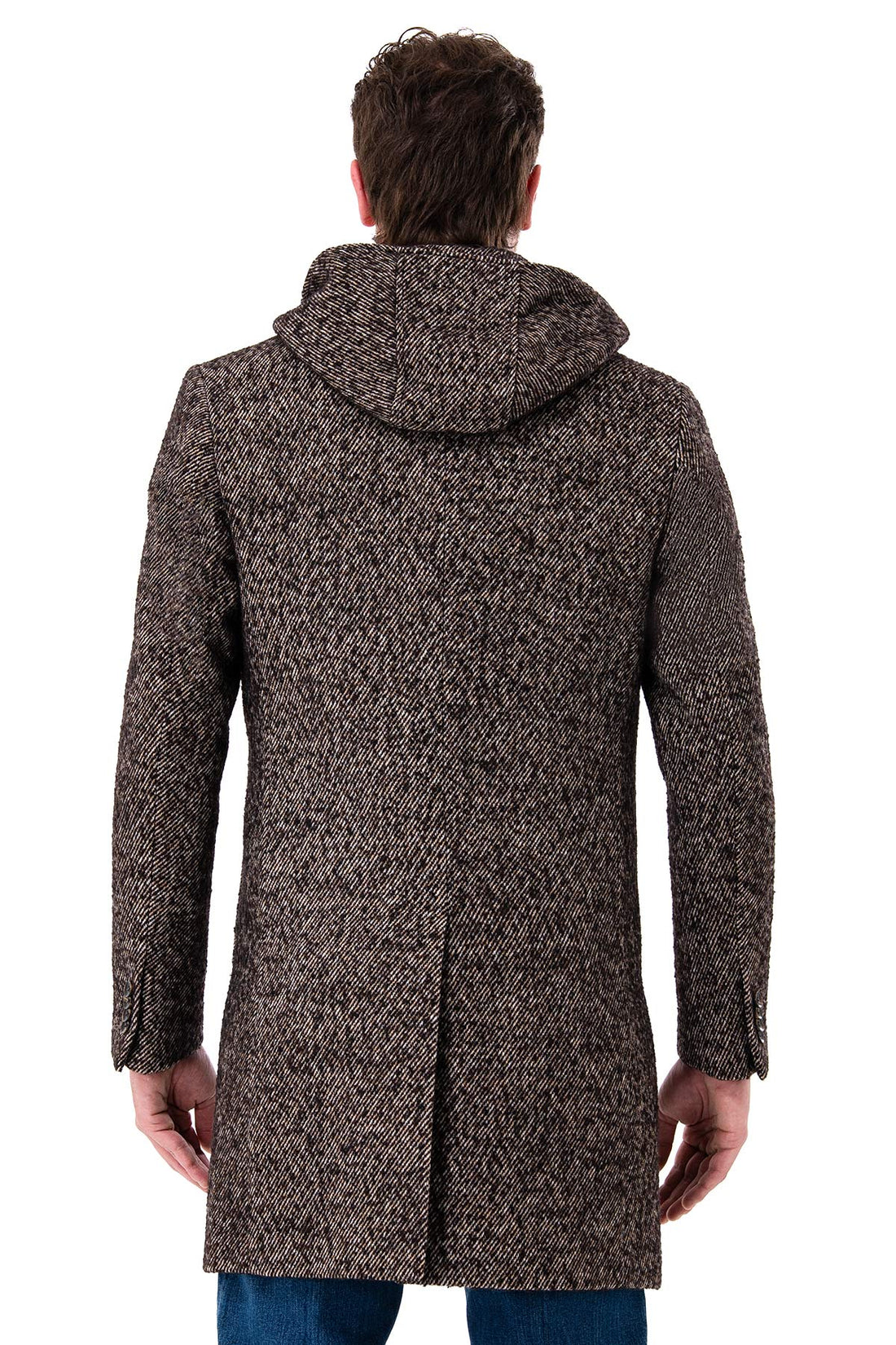 Herringbone hooded coat