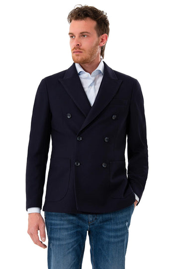 Double-breasted jacket with peak lapels
